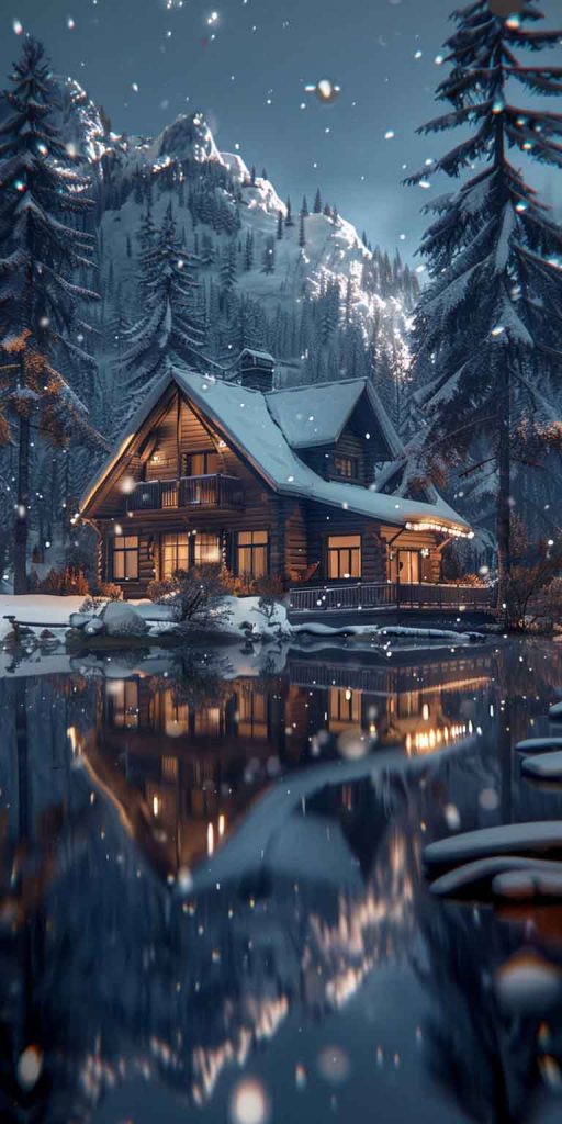 cozy winter cabin wallpaper