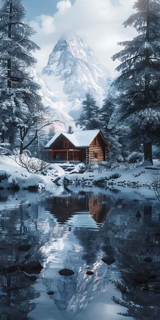 cozy winter cabin wallpaper