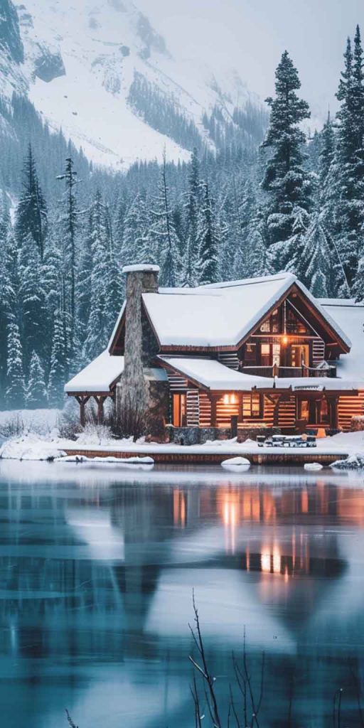 cozy winter cabin wallpaper