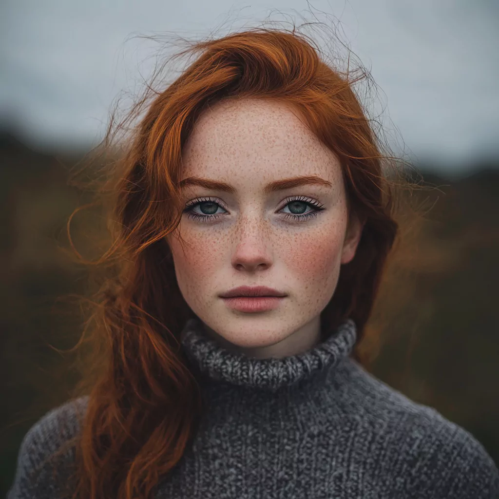 a photo portrait of an beautiful irish woman taken with overcast lighting