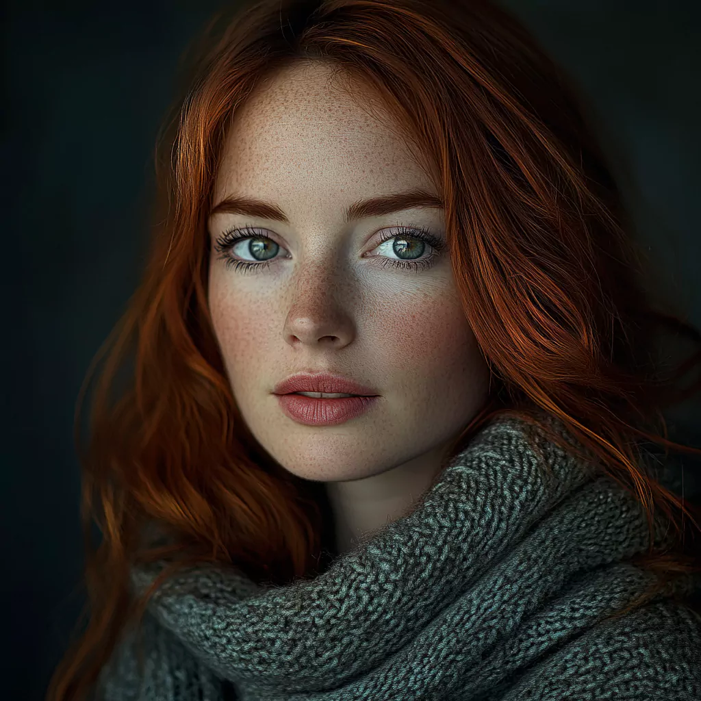 a photo portrait of an beautiful irish woman taken with overcast lighting