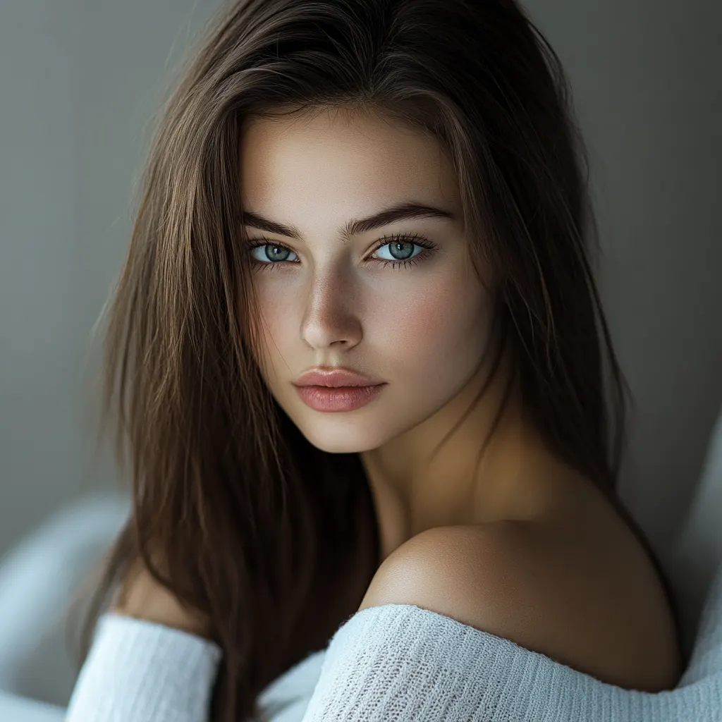 A photo portrait of a beautiful russian model, high key lighting, DSLR
